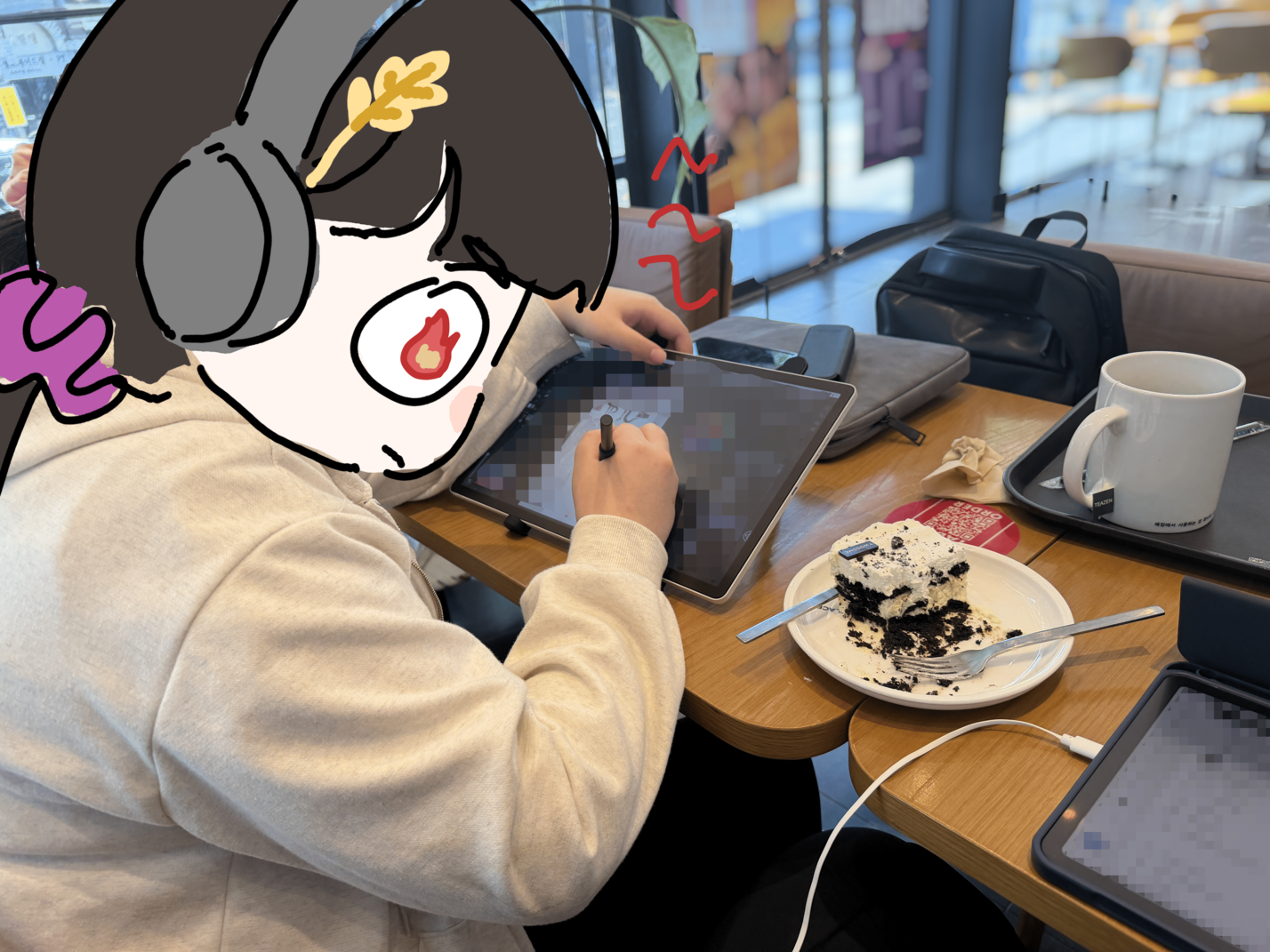 열심히 타블렛에 적응하시려는 햇보리님...ㅇㅅㅇ